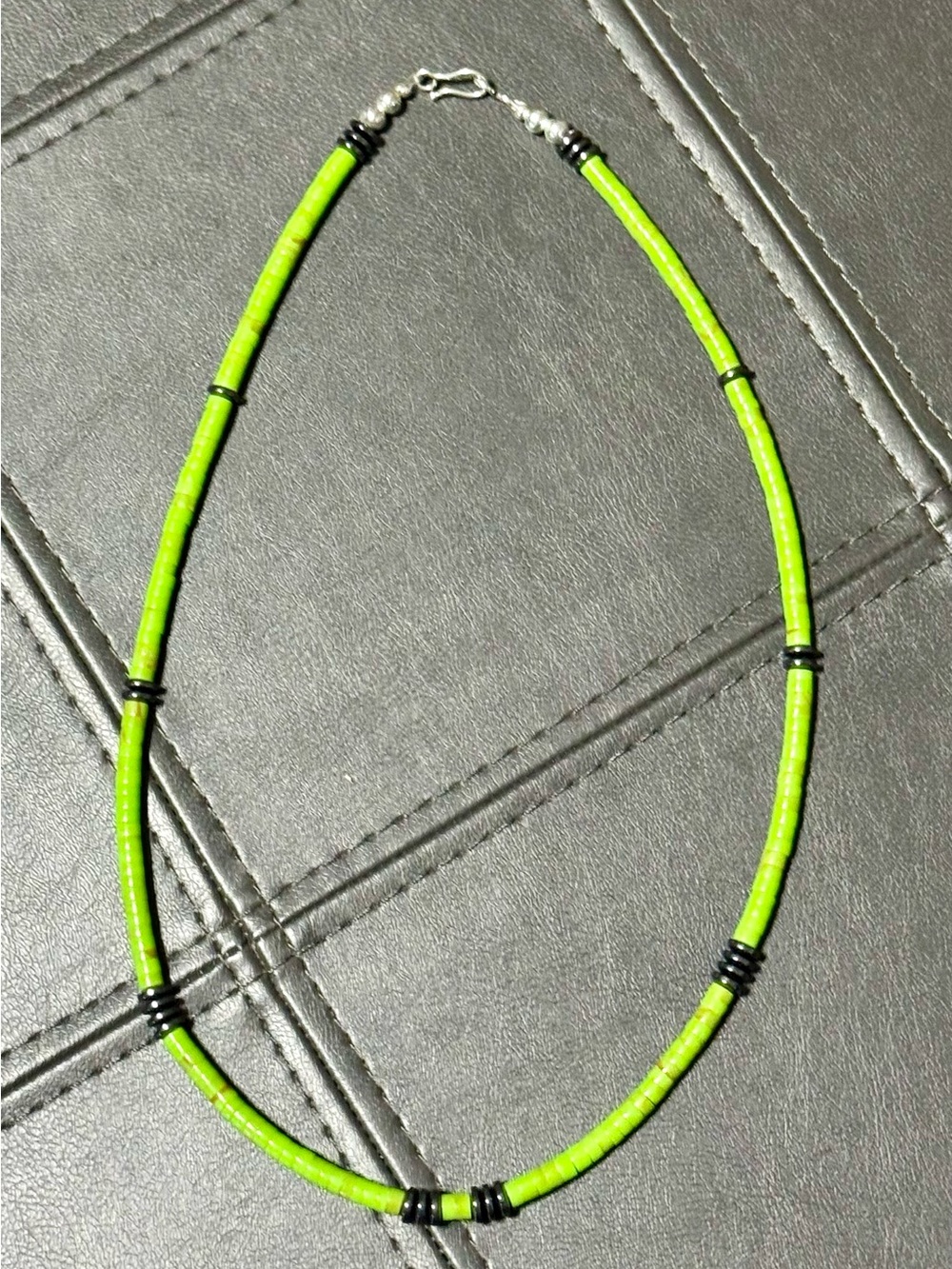 Gaspeite* and Hematite Beaded Handmade Necklace